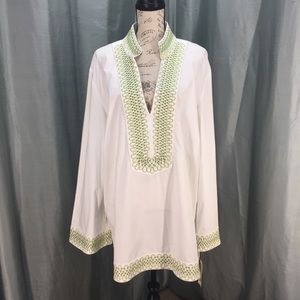 Nexx Woman White long sleeve v-neck tunic